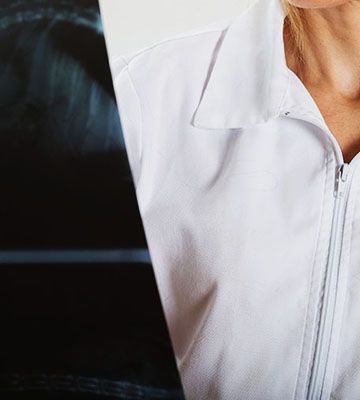 veterinarian checking dogs xray