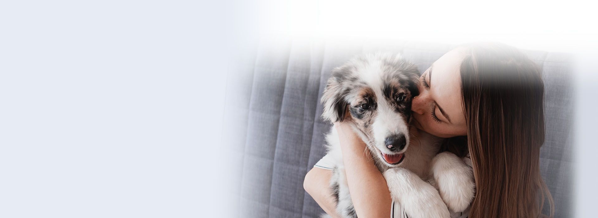 happy woman with white dog outdoor